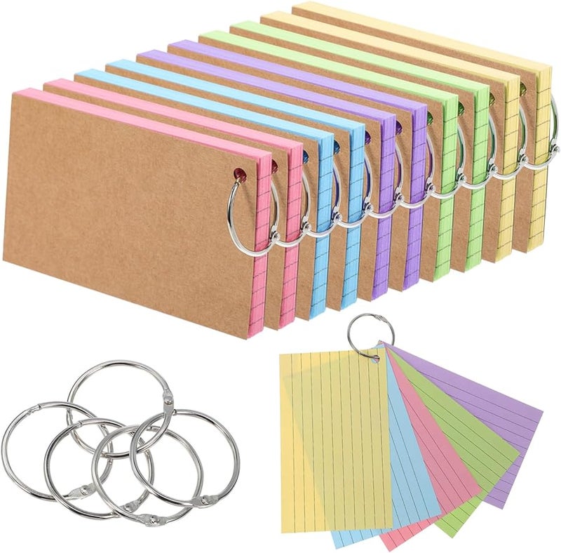 بطاقات ملونة متنوعة 500 قطعة بطاقات تعليمية مسطرة للملاحظات المكتب الفصل الدراسي - Image 2