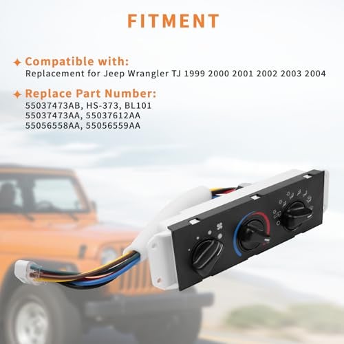 Glvvexa 55037473AB HVAC A/C Heater Control Panel Switch Replacement for Jeep Wrangler TJ 1999 2000 2001 2002 2003 2004 with Blower Motor Switch Replace HS-373, BL101 - Image 2