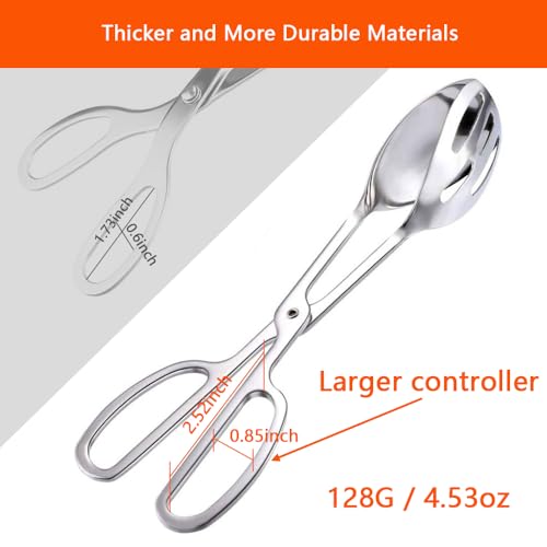 KBBYT Kitchen Tongs for Cooking for Buffet Party Catering - Stainless Steel Salad Tongs for Food Bread Cake Bake Dessert, 10-Inch Serving Tongs for Grill, Steak, Barbecue, Scissor Design (1 Pack) - Image 4
