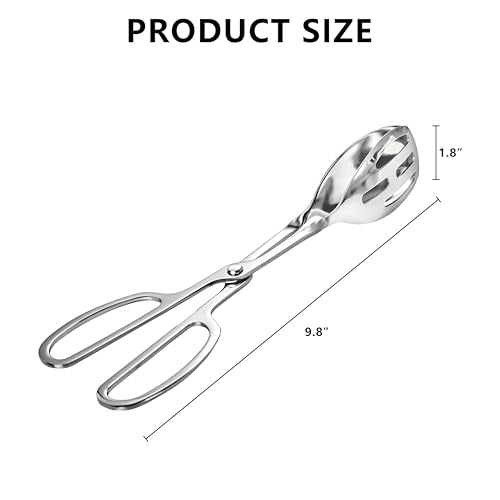 KBBYT Kitchen Tongs for Cooking for Buffet Party Catering - Stainless Steel Salad Tongs for Food Bread Cake Bake Dessert, 10-Inch Serving Tongs for Grill, Steak, Barbecue, Scissor Design (1 Pack) - Image 2