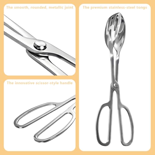 KBBYT Kitchen Tongs for Cooking for Buffet Party Catering - Stainless Steel Salad Tongs for Food Bread Cake Bake Dessert, 10-Inch Serving Tongs for Grill, Steak, Barbecue, Scissor Design (1 Pack) - Image 3