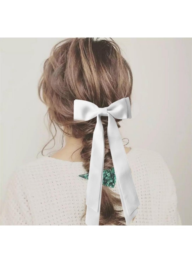Ronger2000 Black Hair Bows for Women - 2Pcs Silkly Satin Hair Ribbon Bow with Metal Clips Hair Accessories for Girls  - Image 5