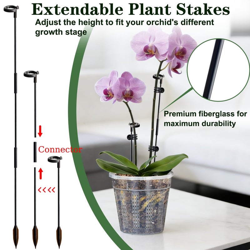 HOLANHING Orchid Pot with Saucers, 9 Pack Orchid Pots with Holes and 12Pcs Plant Stakes, 3 Each of 4.3",5.5",6.1" Clear Plastic Plant Pot for Indoor Outdoor Plants(3 Each of 4.3", 5.5", 6.1" + Saucers) - Image 4