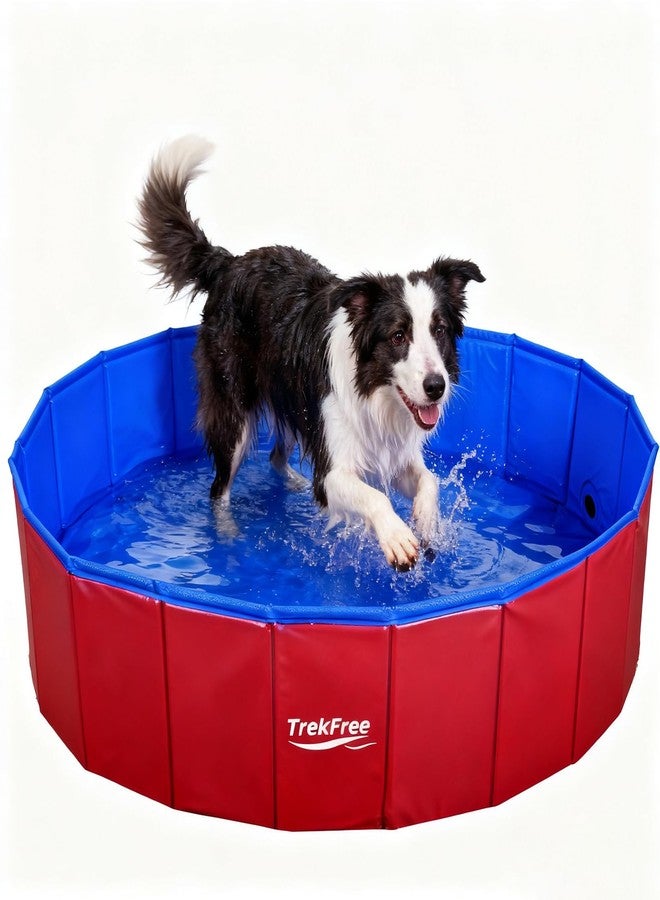 TrekFree Foldable Pet Pool, 40" x 12" Dog Pool,Non-Slip Pet Bath Tub for Outdoor Backyard,Collapsible Dogs Swimming Pool for Pets - Image 1