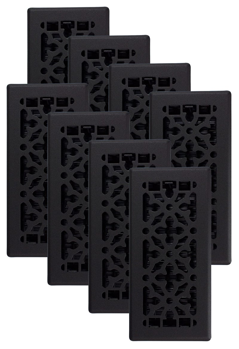 Decor Grates AGH410BLK8 Gothic Floor Register 4x10 Inches Textured Black 8 Pack