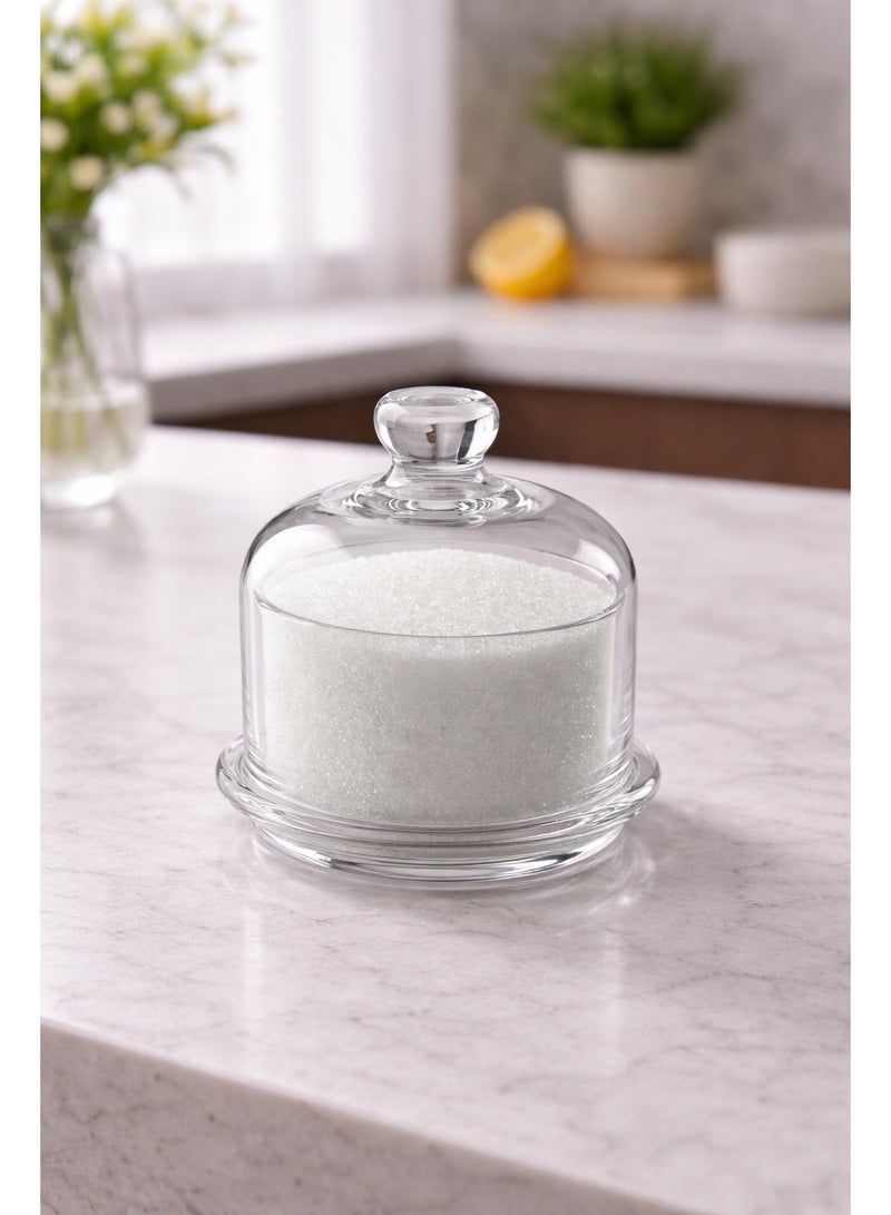 وعاء سكر زجاجي شفاف بغطاء – وعاء سكر أنيق بغطاء
