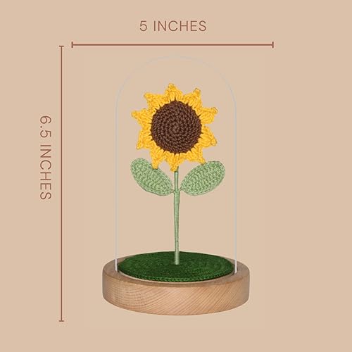 SYCAMORE EAST Sunflower Gifts for Women Birthday, Crochet Sunflower in Dome for Her, Sunflower Gifts for Wife Girlfriend Mom on Birthday Mother's Day 1 PC - Image 4
