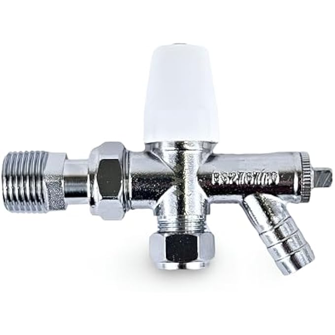 8-10MM ANGLED RADIATOR VALVE, LOCKSHIELD ANGLED RADIATOR VALVE WITH DRAIN OFF (LOCKSHIELD RADIATOR VALVE) - Image 1