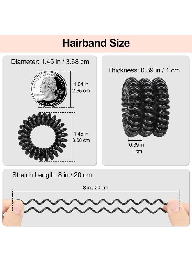 JessLab Spiral Hair Ties, 20 Pcs Traceless Phone Cord Hair Ties No Crease Spiral Bracelet Plastic Coil Ponytail Holders No-Damage Headband Hair Accessory For Girls Women Ladies Gift, Black  - Image 3