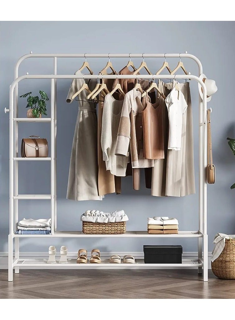 DubaiGallery Clothes Rack with Shelves | Multipurpose Dual Rod + Wheel Garments Rack with Shelf Storage and Coat Hanger for Home, Storage Organizer 1 Pc - Image 2