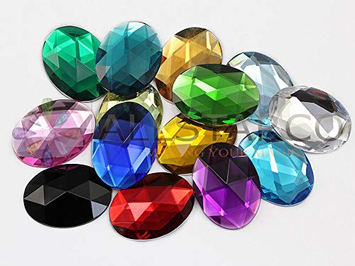 Allstarco 40x30mm Red Ruby H103 Large Flat Back Oval Acrylic Rhinestones Cosplay Costume Gems Plastic Jewels Embelishments DIY Crafts Gemstones - 4 Pieces - Image 4