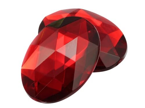 Allstarco 40x30mm Red Ruby H103 Large Flat Back Oval Acrylic Rhinestones Cosplay Costume Gems Plastic Jewels Embelishments DIY Crafts Gemstones - 4 Pieces - Image 1