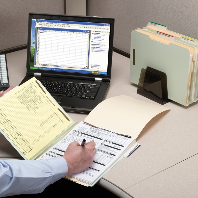 Smead 100% Recycled Pressboard Fastener File Folder, 2 Fasteners, 1/3-Cut Tab, 2" Expansion, Letter Size, Gray/Green, 25 per Box (15004) - Image 3