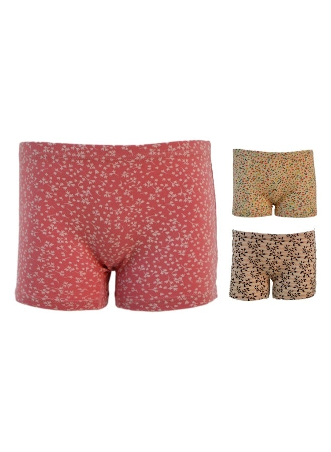 JOANNA 870164 Girl's Plants Design Boyshort 3-Pack Underwear, Multicolor - Image 1