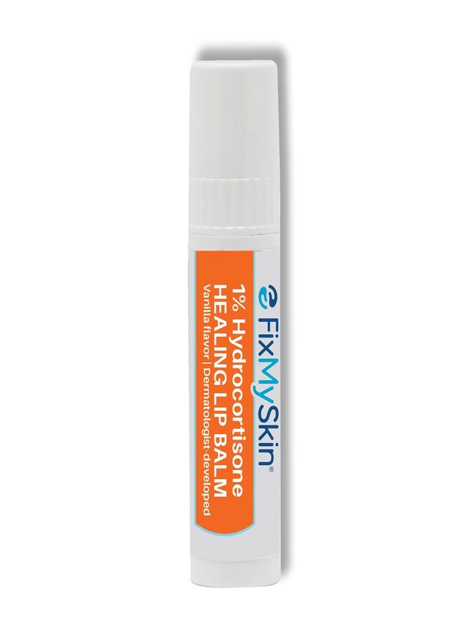 FixMySkin 1% Hydrocortisone Healing Lip Balm, Vanilla – Soothes Dry, Cracked & Irritated Lips, Relieves Chapped Lips, Cold Sores & Eczema, Dermatologist Developed, Travel-Friendly Tube, 0.15 oz - Image 1