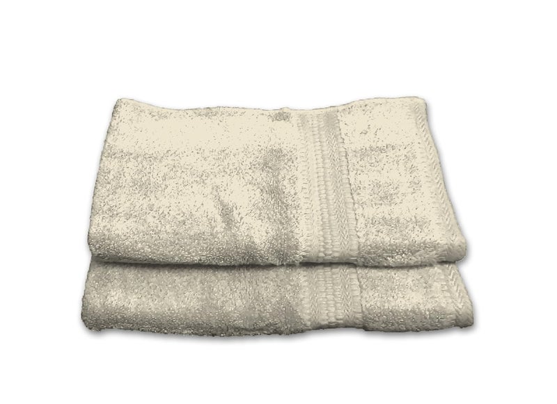 Bombay Dyeing Super Ultrx Zero Twist Plain Dyed 2 Piece Cotton Hand Towel Set, 650 GSM - Cream