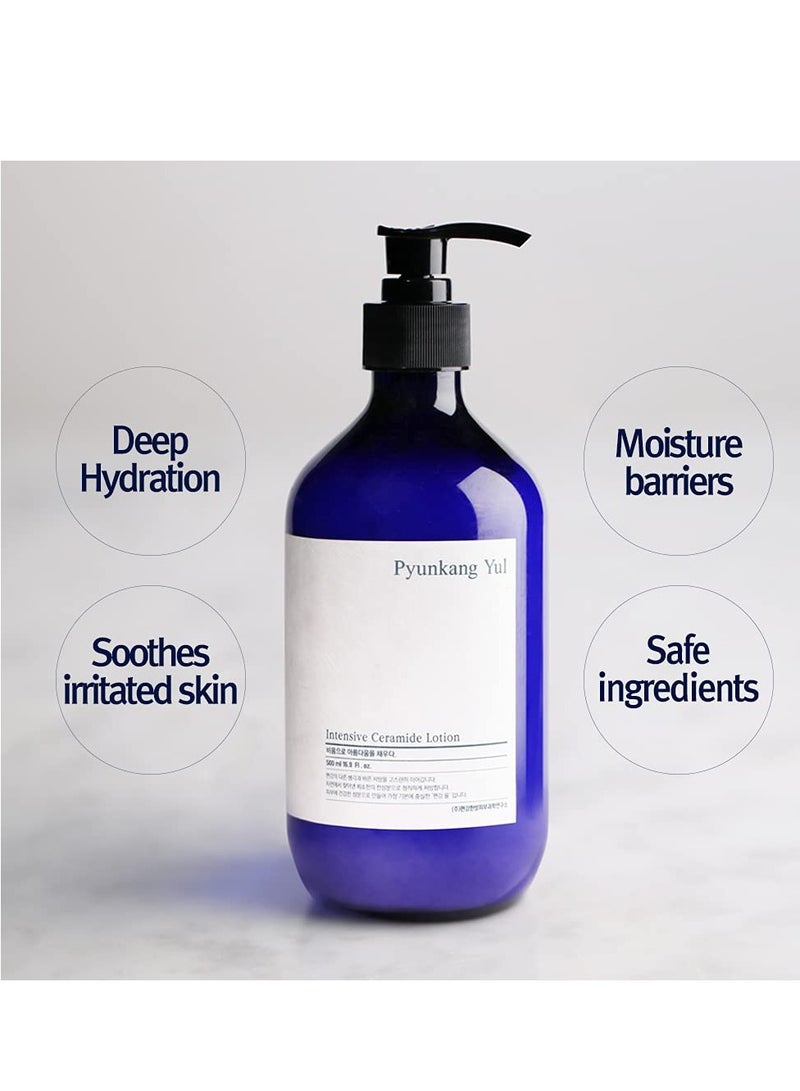 Pyunkang Yul Intensive Ceramide Lotion - Fragrance Free Face and Body Moisturizing Lotion - Hyaluronic Acid Moisturizer for All skin - Natural Ingredients Olive Oil, Shea Butter - 16.9 Fl. Oz