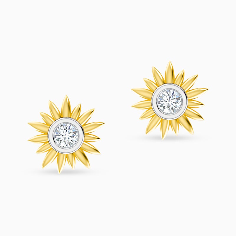 Miss L' by L'azurde Sunflower Diamonds Stud Earrings in 18K Gold - Image 1
