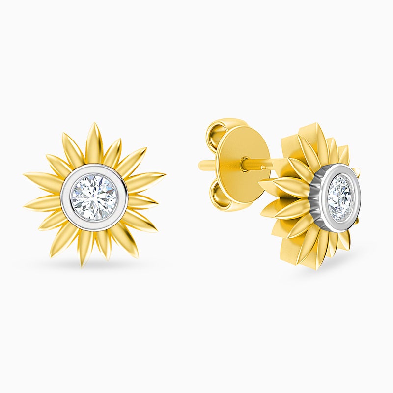 Miss L' by L'azurde Sunflower Diamonds Stud Earrings in 18K Gold - Image 3