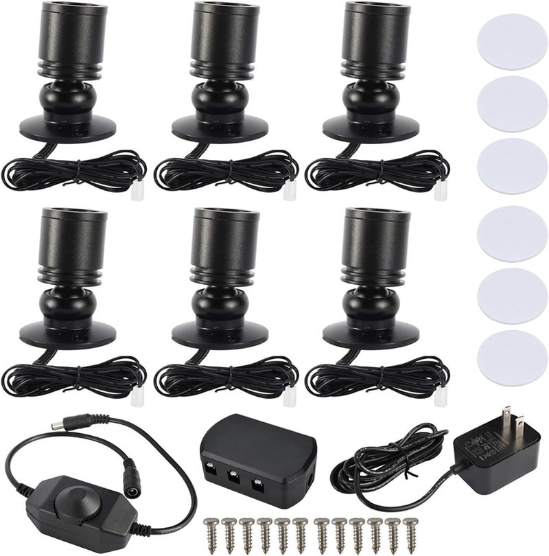 YaeCCC Dimmable LED Mini Spotlight Jewelry Showcase Display Lights Black Shell Surface Mount (Pack-6,Daylight 6400k) - Image 1