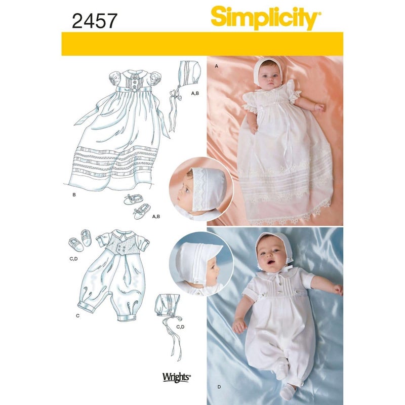 Simplicity Special Occasion Baby Clothing Sewing Pattern Sizes XXSM