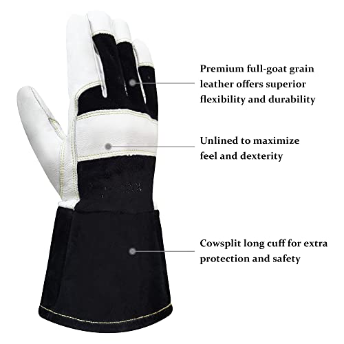 Intra-FIT Electric TIG Welding Gloves, Heat Resistant & Durability, Top Premium Grain Goat Skin with Cowsplit Long Cuff for Welder - Image 2