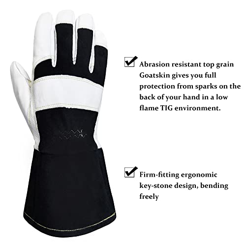 Intra-FIT Electric TIG Welding Gloves, Heat Resistant & Durability, Top Premium Grain Goat Skin with Cowsplit Long Cuff for Welder - Image 4