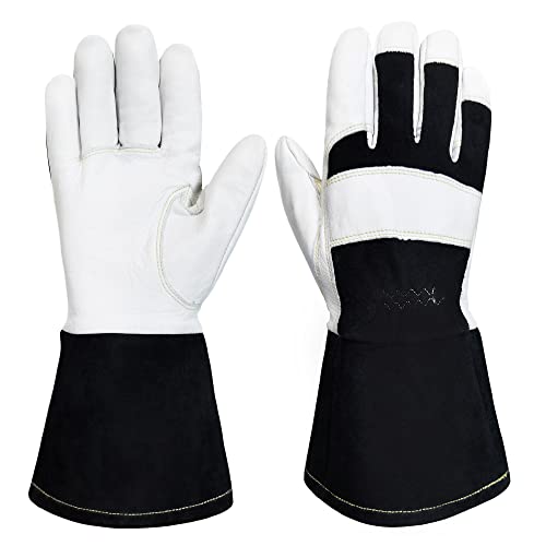 Intra-FIT Electric TIG Welding Gloves, Heat Resistant & Durability, Top Premium Grain Goat Skin with Cowsplit Long Cuff for Welder - Image 1