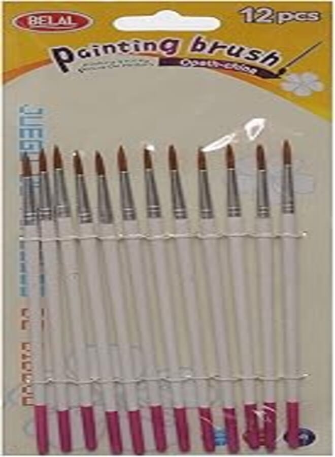 Belal 251-7 VarietyPack Paint Brushes Size:7 12 Pieces - White