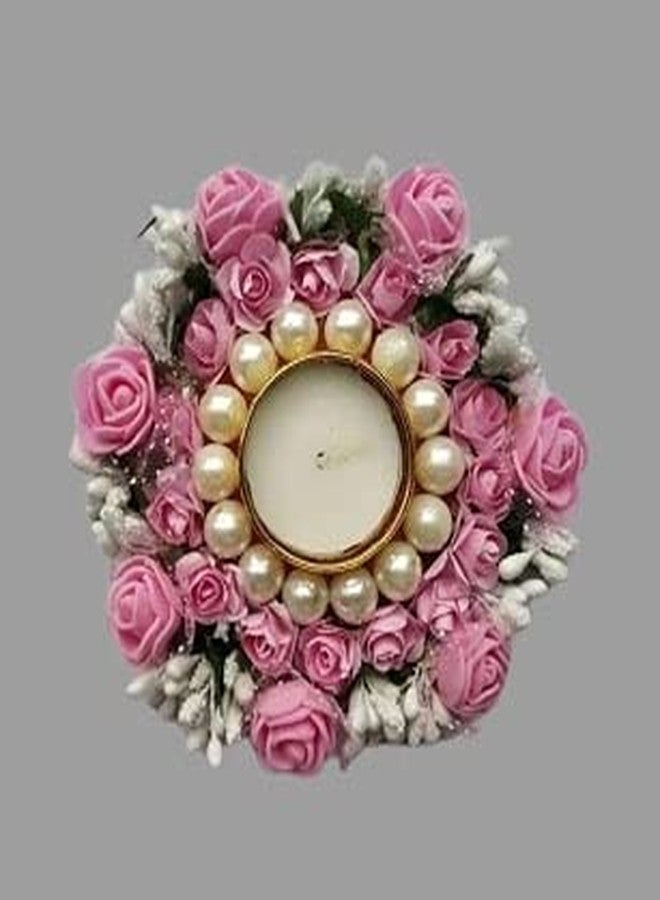 Elegance Beautiful Assorted Flower Design Metallic Diya Tea Light Candle Holder for Home birthday Office diwali Decoration Puja Articles Decor Gifts TeaLight (Set of 1)