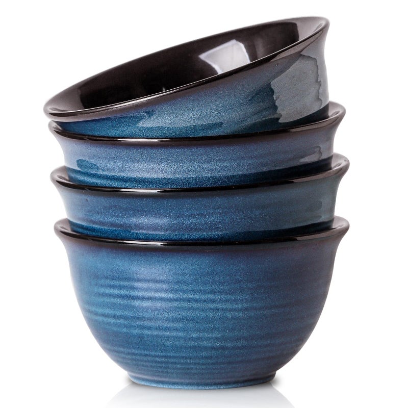 Hasense Hasense Ceramic Soup Bowls Set of 4 40 Ounce Large Cereal Bowls for Kitchen 7 Inch Serving Bowls for Salad Pasta Ramen Pho Popcorn Dishwasher Microwave Safe Navy Blue 