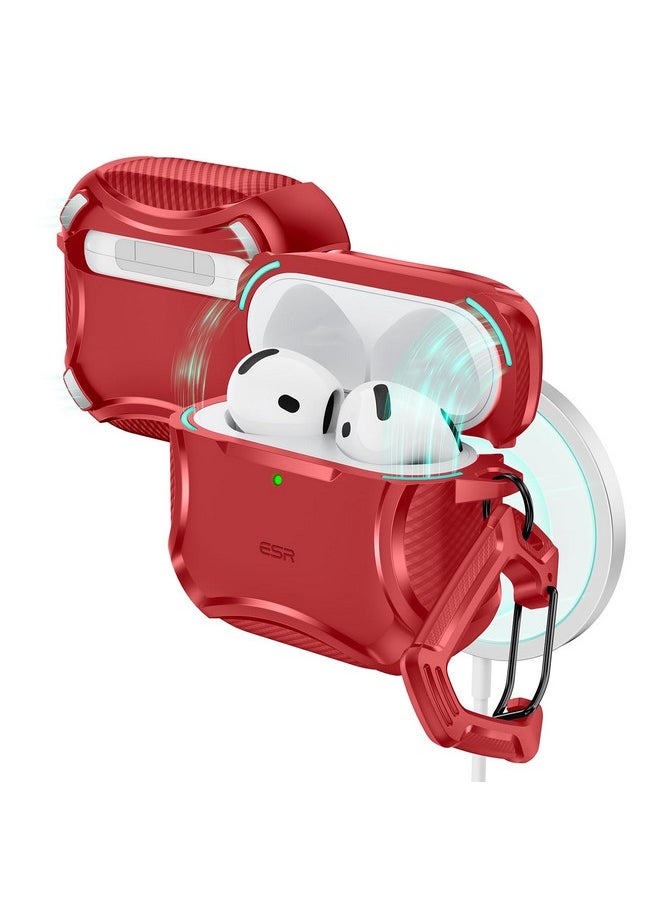 ESR - ESR for AirPods 4 Case (HaloLock), Compatible with AirPods 4th Generation Case (2024), Compatible with MagSafe, Powerful Drop Protection, Magnetic Lid, Cyber Series, Red - Image 1