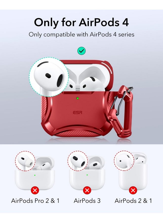 ESR - ESR for AirPods 4 Case (HaloLock), Compatible with AirPods 4th Generation Case (2024), Compatible with MagSafe, Powerful Drop Protection, Magnetic Lid, Cyber Series, Red - Image 1