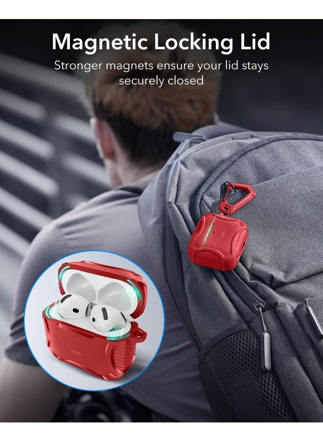 ESR - ESR for AirPods 4 Case (HaloLock), Compatible with AirPods 4th Generation Case (2024), Compatible with MagSafe, Powerful Drop Protection, Magnetic Lid, Cyber Series, Red - Image 1