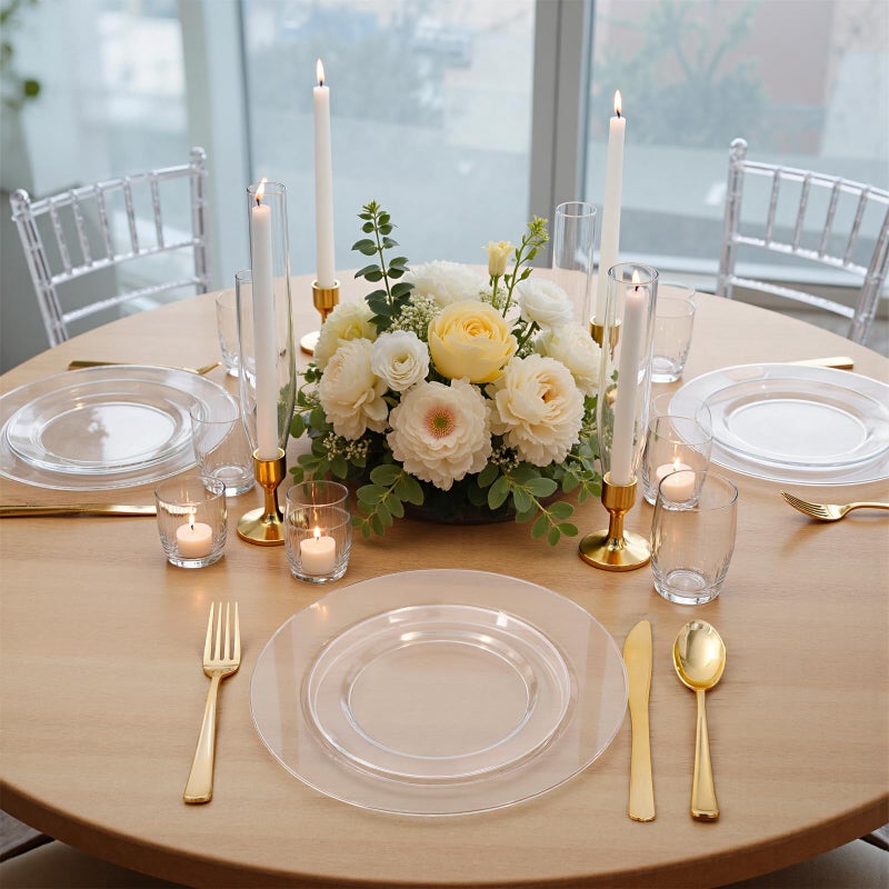 WDF 200PCS Clear Plastic Plates for Party - Heavy Duty Clear Disposable Plates - 100 x 10 Dinner Plate and 100 x 7 Dessert/Cake Plastic Plate for Weddings/Traval/Party/BBQ/Events - Image 5