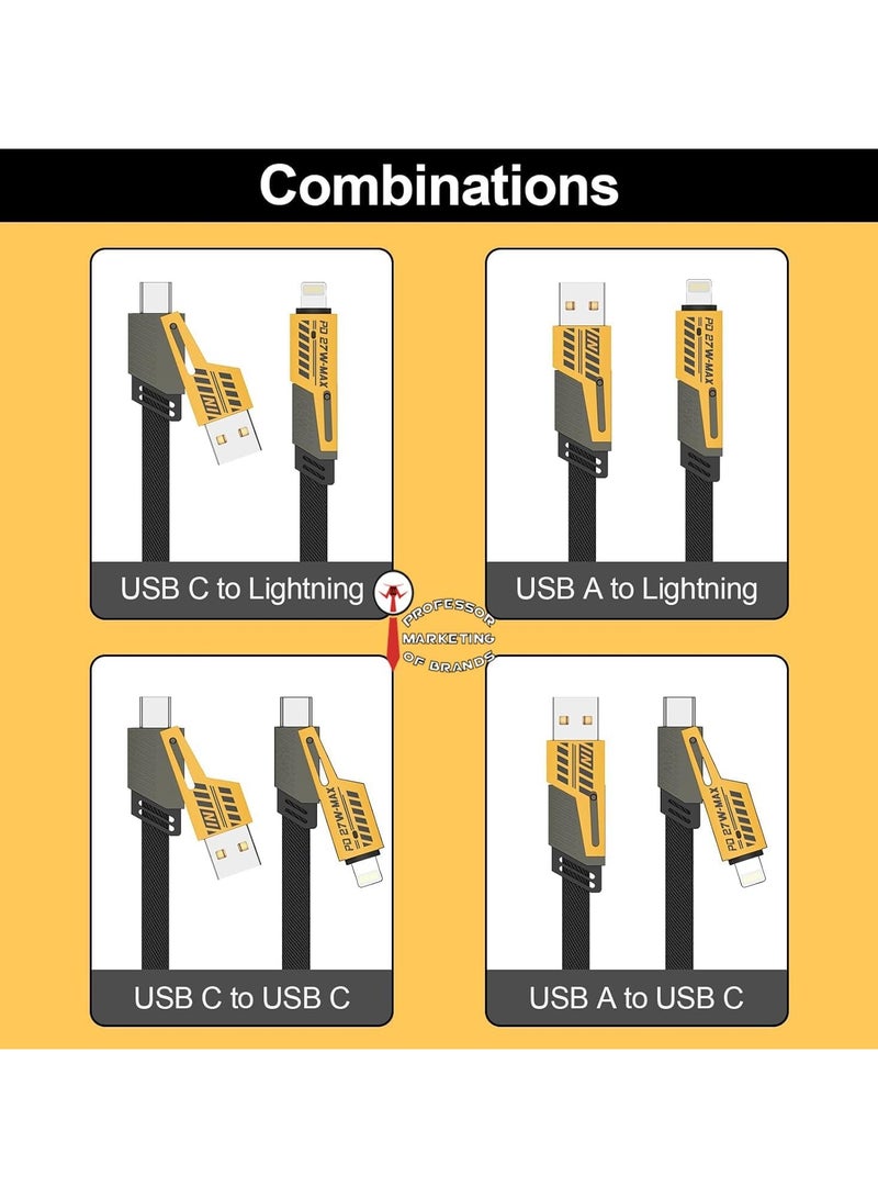 Convertible 4 in 1 Metal Braided 65W USB C/A Multi Charging Fast Charging Data Cable Compatible with iPhone/iPad/MacBook Pro/Airpods/Samsung/Android  - Image 2