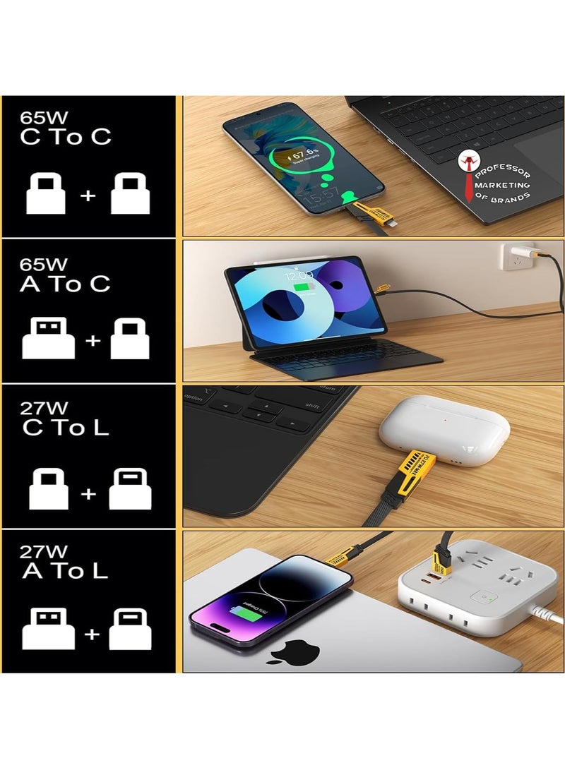Convertible 4 in 1 Metal Braided 65W USB C/A Multi Charging Fast Charging Data Cable Compatible with iPhone/iPad/MacBook Pro/Airpods/Samsung/Android  - Image 3
