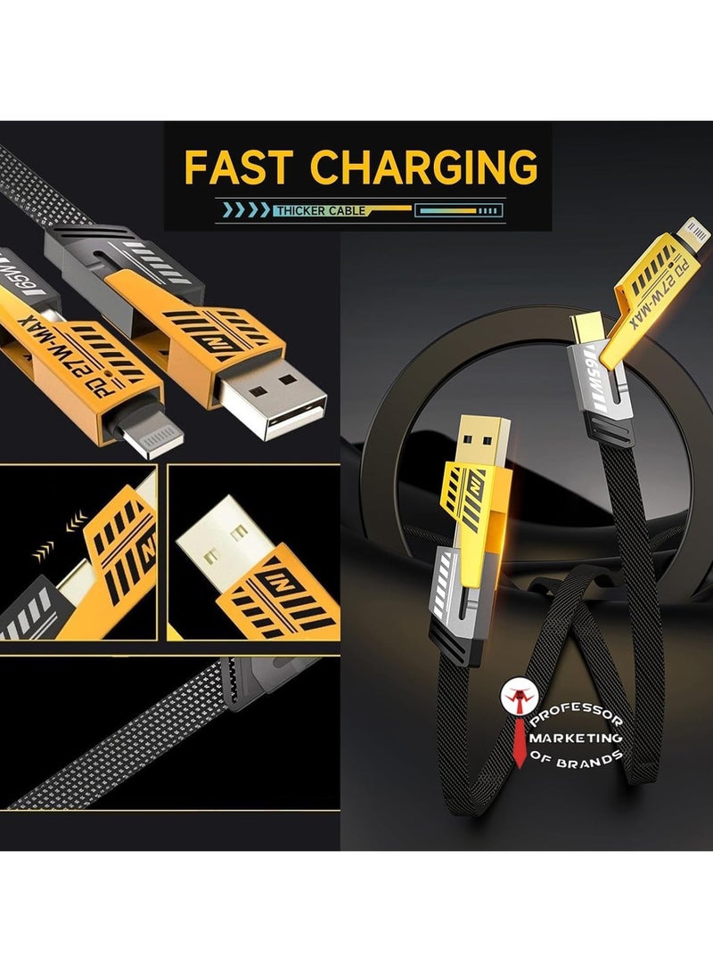 Convertible 4 in 1 Metal Braided 65W USB C/A Multi Charging Fast Charging Data Cable Compatible with iPhone/iPad/MacBook Pro/Airpods/Samsung/Android  - Image 4