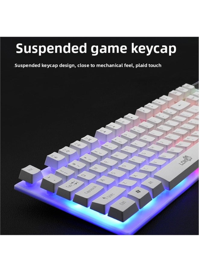 Generic - Zhaoyin Mechanical Feel Keyboard Mouse Suit Game Desktop Computer Notes Cable Office Special Typing Home-Color:Hot Selling-white Ice Blue Light Keyboard + Mouse - Image 1