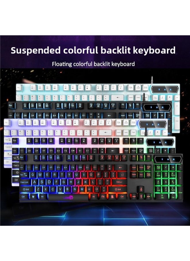 Generic - Zhaoyin Mechanical Feel Keyboard Mouse Suit Game Desktop Computer Notes Cable Office Special Typing Home-Color:Hot Selling-white Ice Blue Light Keyboard + Mouse - Image 1