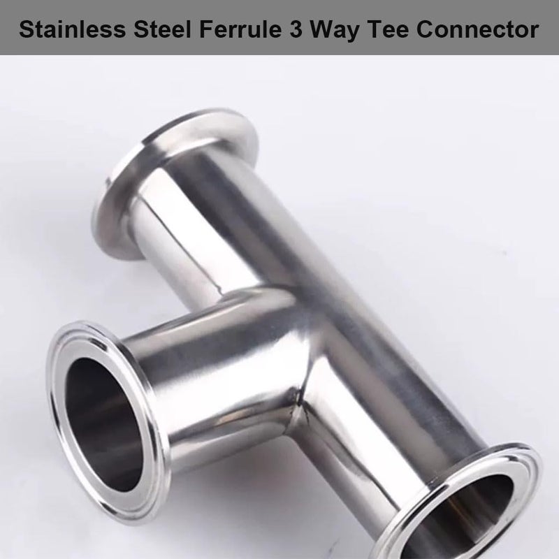 Stainless Steel Elbow,Pipe Fitting, 304 Stainless Steel 3 Way Ferrule Connector，OD 19mm 25 32 38 45 51mm Ferrule 50.5 64 Sanitary Tri Clamp Pipe Fitting, 1pcs(32mm x Ferrule 50.5) - Image 3