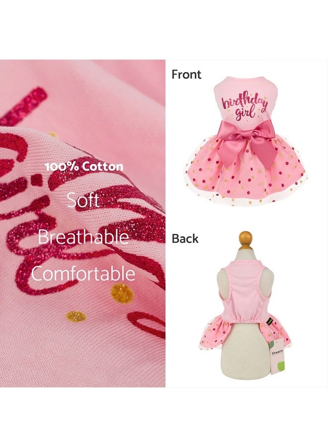 Fitwarm Birthday Girl Dog Tulle Dress, Dog Clothes for Small Dogs Girl, Cat Apparel, Pink, Large - Image 5