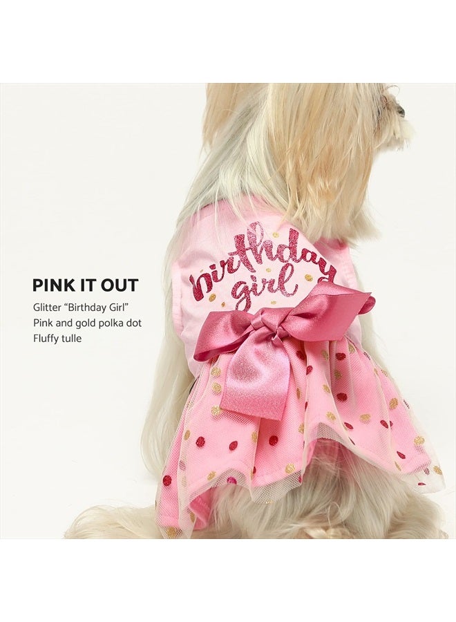 Fitwarm Birthday Girl Dog Tulle Dress, Dog Clothes for Small Dogs Girl, Cat Apparel, Pink, Large - Image 3