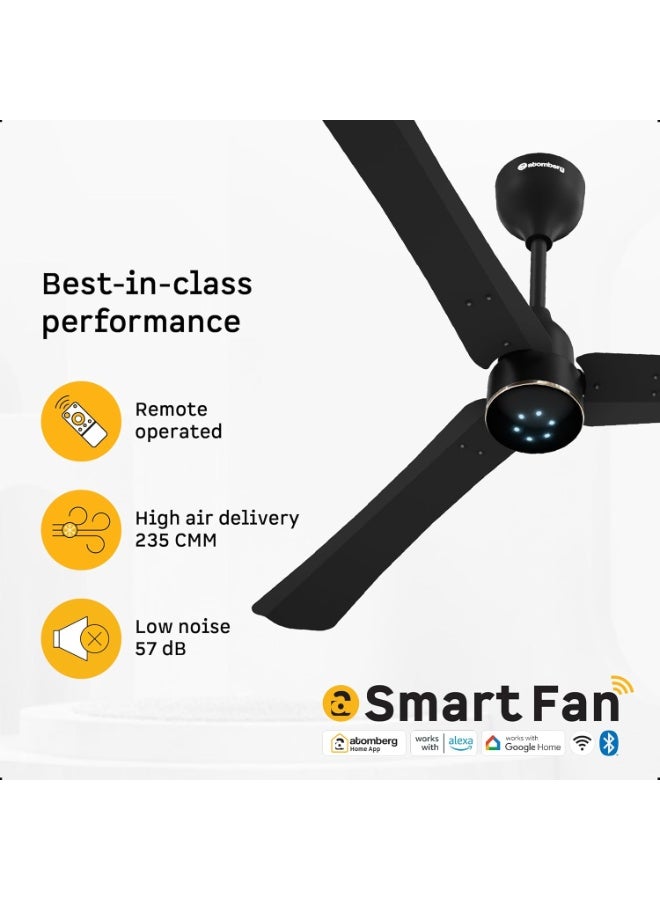atomberg Renesa Halo Smart  1200mm BLDC Ceiling Fan with Remote | BEE 5 star | High Air Delivery | Low noise | LED Speed Indicator | Sleek Design | | 3 Year Warranty| Midnight Black - Image 2