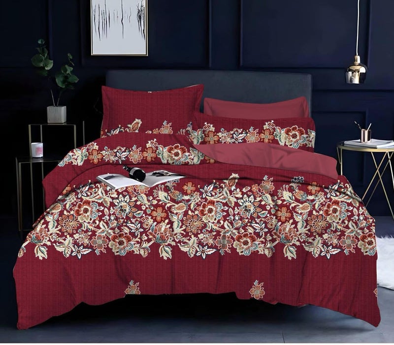 Akshya kingbsize Elastic Bed Sheet,Double Bedsheet King Size - Microfiber Rotary Printed, Hypoallergenic, Wrinkle Free with 2 Pillow Covers (fits on 6x6.5 ft Bed) - Image 4