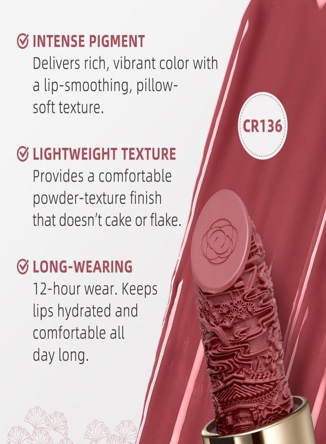 Catkin Moist Lipstick Hydrating High Impact Color Infused with Vitamin E and Avocado Oil Smooth Soft Texture Long Lasting Rose Glow Finish 136 - Image 4