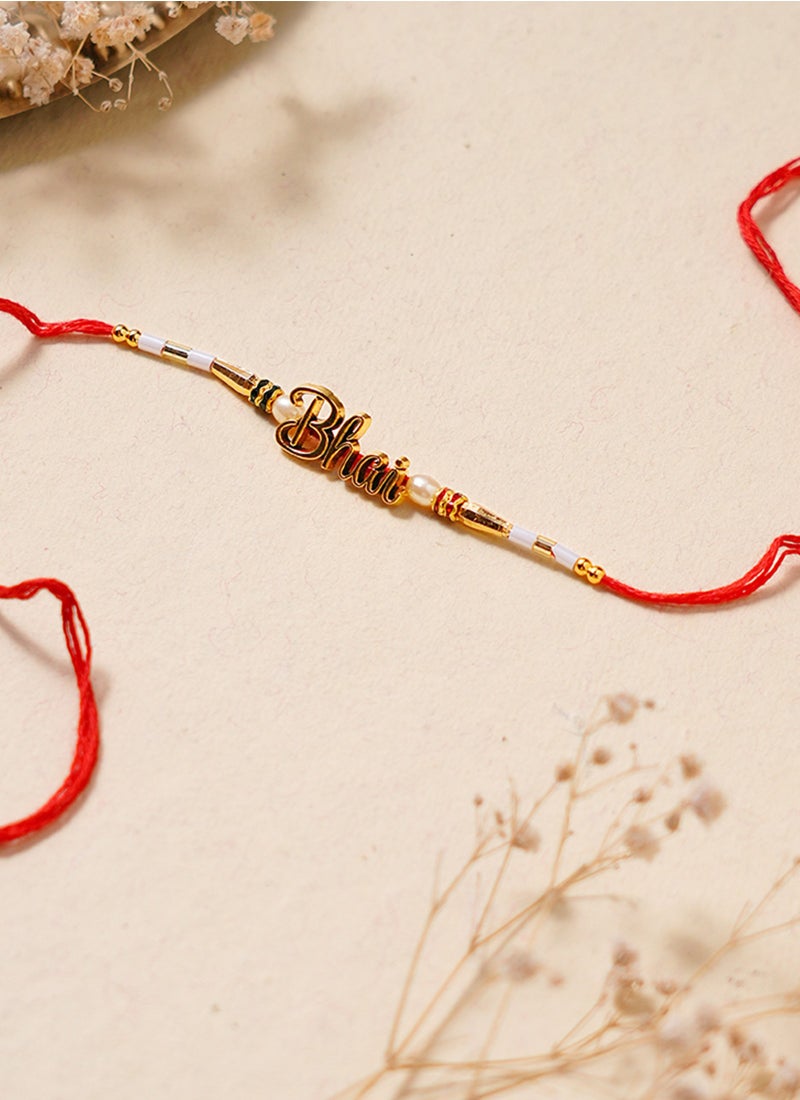 Madhoor Bhai Rakhi for Brother Red Designer Raksha Bandhan Thread ,Premium Handmade ,1 Piece-38 CM - Image 1