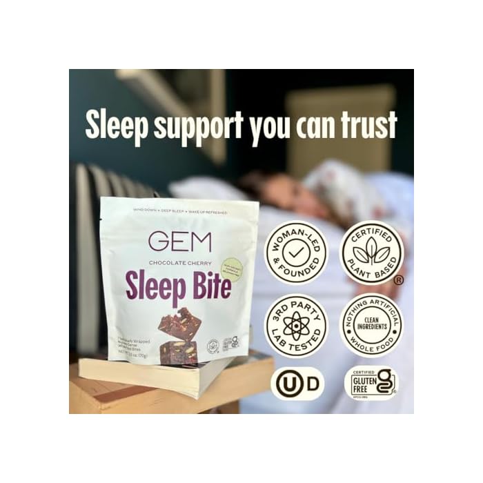 GEM Sleep Aid, Nighttime Bite, Melatonin Free, L-Theanine, Magnesium, Valerian Root Extract | Vegan and Gluten Free | Earthy Chocolate Cherry (28 Pack) - Image 5