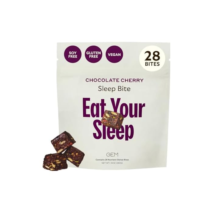 GEM Sleep Aid, Nighttime Bite, Melatonin Free, L-Theanine, Magnesium, Valerian Root Extract | Vegan and Gluten Free | Earthy Chocolate Cherry (28 Pack) - Image 1