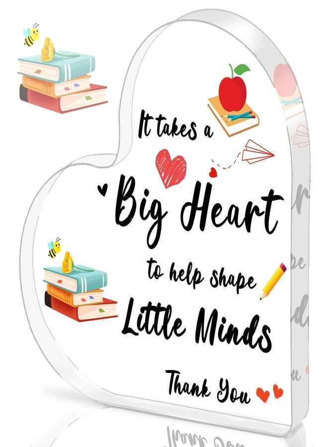 iLifemate Teacher Appreciation Gifts, End Of Year Teacher Gifts - Acrylic Heart Shape Teachers Plaque 4×4 in, Teacher Retirement Gifts for Women Men, End of Year Thank You Teacher Keepsake - Image 1
